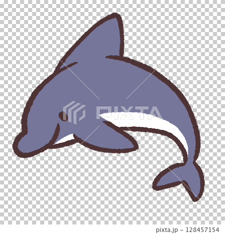 イルカの横向きのイラスト 128457154