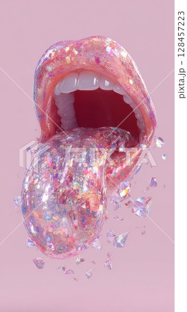 Sparkling Glitz An Enchanting and Captivating Glittery Art Featuring Mouth and Tongue 128457223