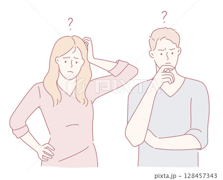 A Confused Couple Deep in Thought,...のイラスト素材 [128457343] - PIXTA