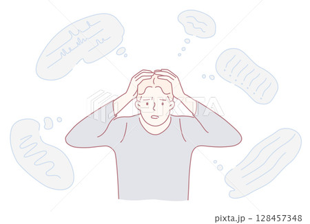 An Illustration Highlighting Mental Stress and the Overthinking Process in Daily Life 128457348