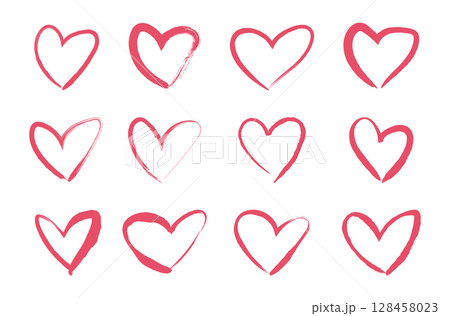 手書きのハートのアイコン 筆 ペン Cute hand drawn heart icon set 手書きのハートのアイコン 筆 ペン Cute hand drawn heart icon set 128458023
