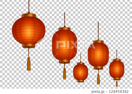 Mid autumn festival lanterns isolated on transparent background 128458382