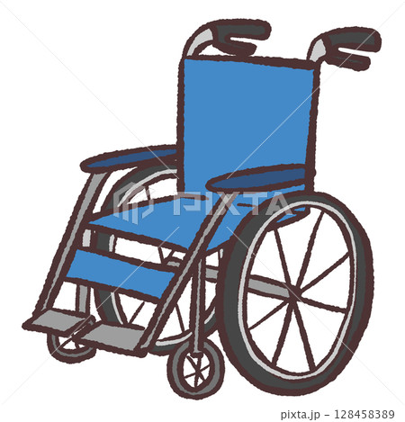 青い車いすのイラスト 128458389
