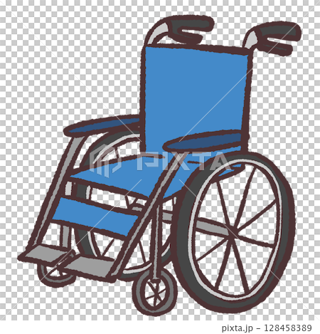 藍色輪椅插圖 藍色輪椅插圖 128458389