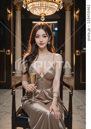 美しいドレス姿の女性 128458461