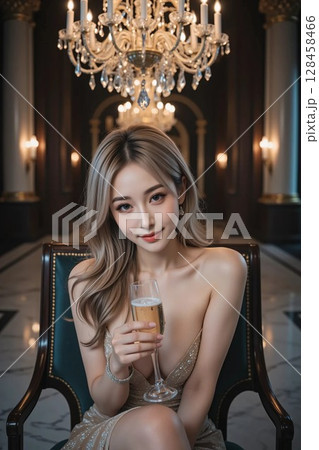 美しいドレス姿の女性 128458466