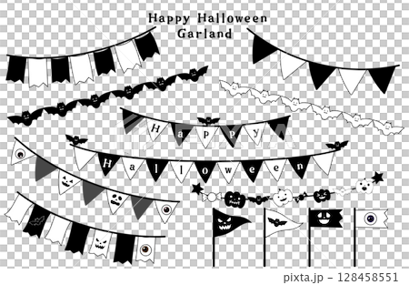 Halloween Garland Set Monochrome Halloween Garland Set Monochrome 128458551
