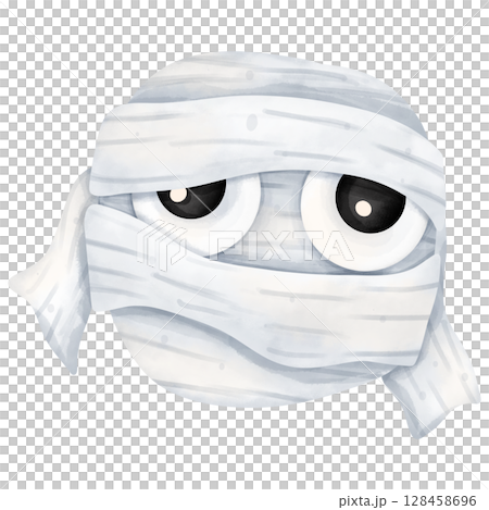 Hand-painted watercolor Halloween mummy cartoon 128458696