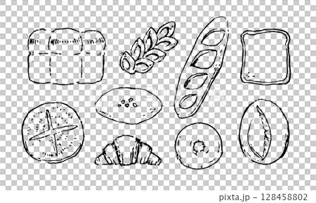 各種麵包的線描插圖 128458802
