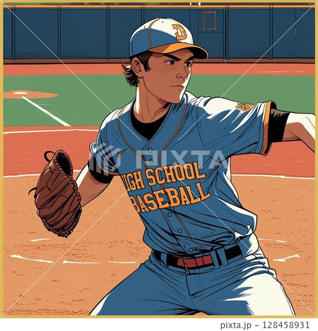 高校野球のピッチャー 128458931