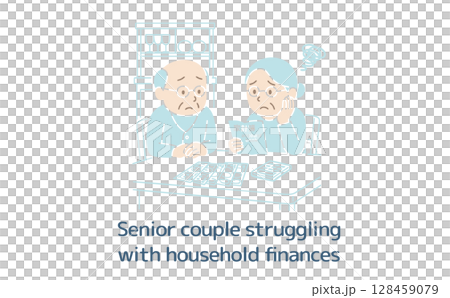 Senior couple struggling with financial issues (no main line) 128459079