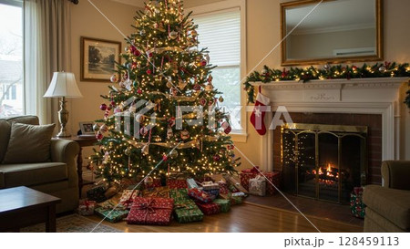 豪華なクリスマスツリー 128459113