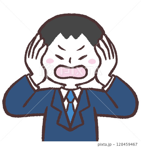 耳を塞ぐスーツの男性イラスト 耳を塞ぐスーツの男性イラスト 128459467