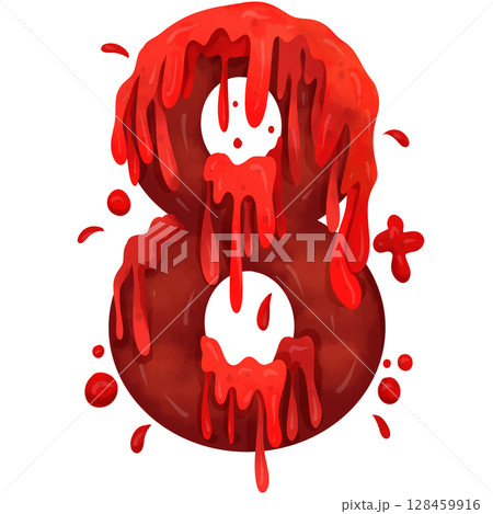 Hand painted watercolor Halloween blood theme number eight 128459916