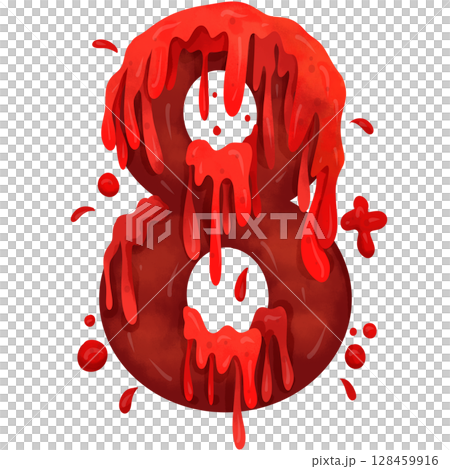 Hand painted watercolor Halloween blood theme number eight 128459916