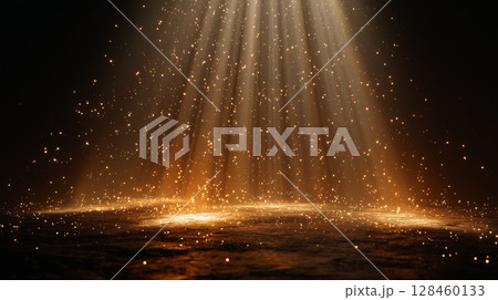 暗い空間に差し込む光、パーティクル 128460133