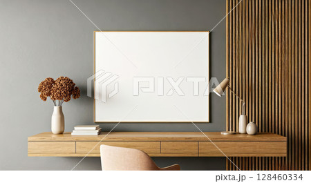 Architectural modern office interior design with white sofa. Mock up 128460334