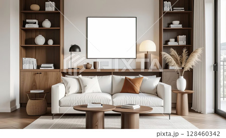 Architectural modern office interior design with white sofa. Mock up Architectural modern office interior design with white sofa. Mock up 128460342