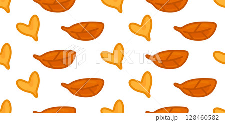 Autumn Orange Leaf Seamless Pattern 128460582