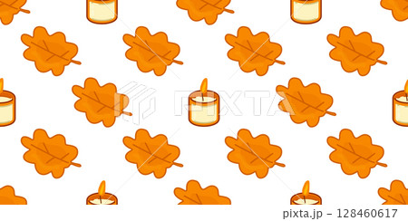 Autumn Candle Seamless Pattern 128460617