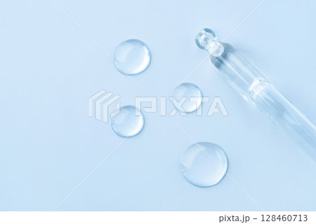 Drop of cosmetics and a pipette on a white background. 128460713