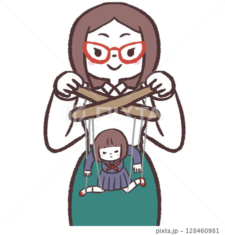 女の子を操る女性のイラスト 128460981
