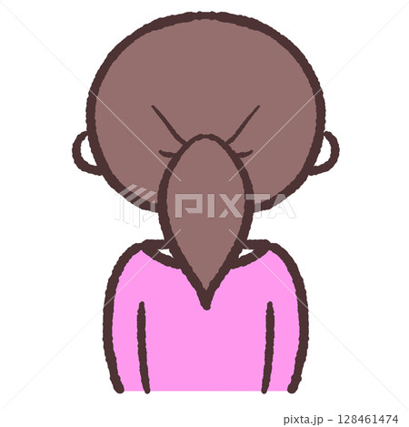 後ろを向いた女性のイラスト 128461474