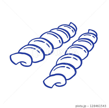 Hand drawn pasta vector illustration. Fusilli isolated on white background. Italian food 128461543