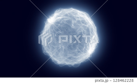 White luminous sphere of flowing light threads and clean structure, symbolizing purity, intelligence, and futuristic digital clarity 128462228