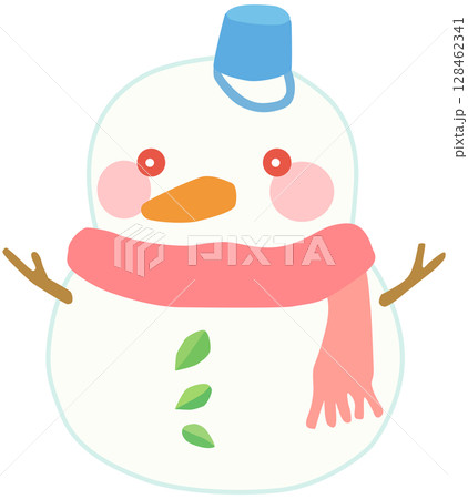 かわいい雪だるまのイラスト ベクター素材 128462341