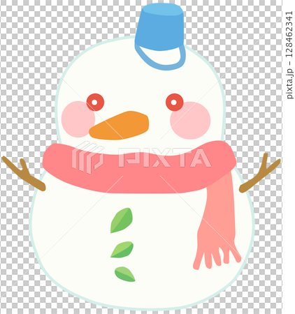 かわいい雪だるまのイラスト ベクター素材 128462341