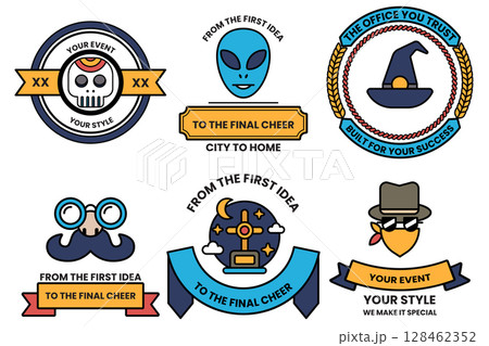 Set of illustrations in party and event concepts in line drawing style 128462352