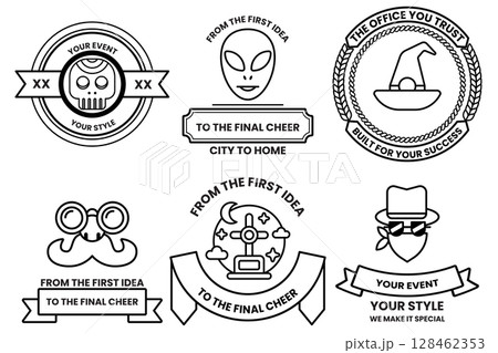 Set of illustrations in party and event concepts in line drawing style Set of illustrations in party and event concepts in line drawing style 128462353