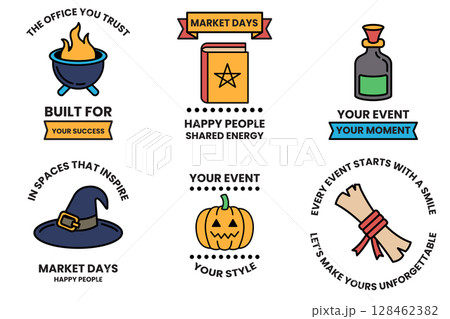 Set of illustrations in party and event concepts in line drawing style 128462382