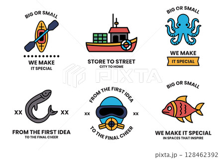 Set of illustrations in the concept of outdoor activities in line drawing style Set of illustrations in the concept of outdoor activities in line drawing style 128462392