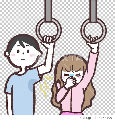 Illustration of armpit odor on a train 128462499