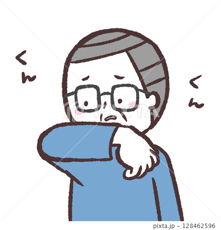 匂いを気にするシニア男性のイラスト 128462596