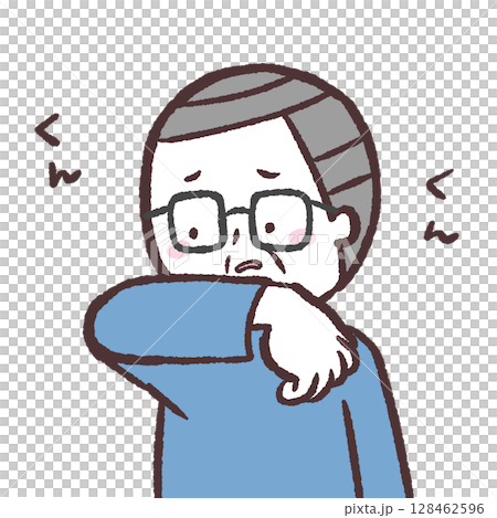 匂いを気にするシニア男性のイラスト 128462596