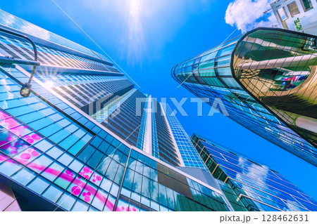 日本の東京都市景観 猛烈な暑さ。渋谷サクラステージSHIBUYAタワーなどを望む=7月13日 日本の東京都市景観 猛烈な暑さ。渋谷サクラステージSHIBUYAタワーなどを望む=7月13日 128462631