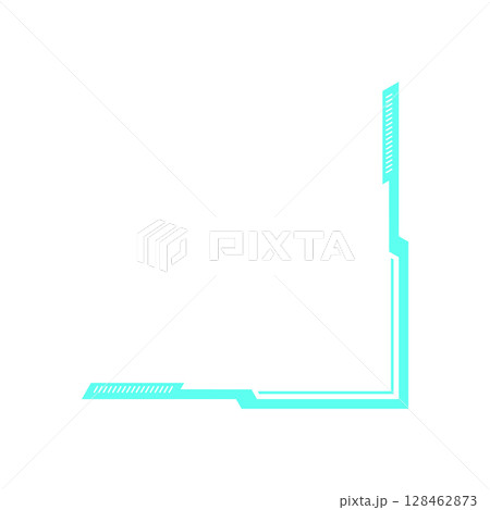 Y2K retro HUD frame. Abstract digital element with flat shape and futuristic icon. Aesthetic design for 90s inspired projects, cool decoration, or trendy posters. 128462873