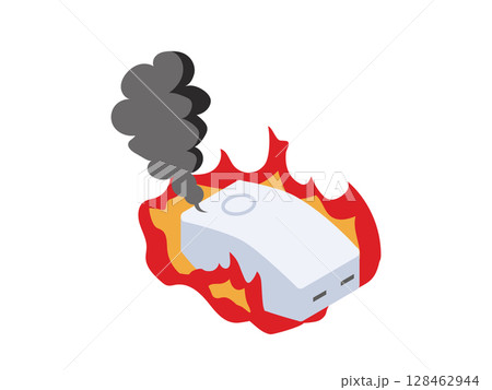 発火したモバイルバッテリー 128462944