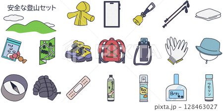安全な登山カラーアイコンセット	 128463027