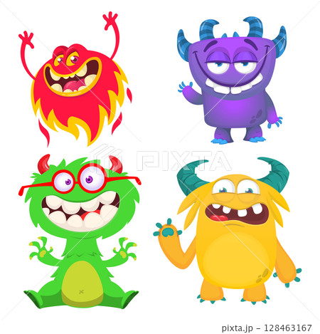 Cute cartoon Monsters. Set of cartoon monsters: goblin, ghost, troll, monster, yeti and alien . Halloween design. Vector illustration isolated Cute cartoon Monsters. Set of cartoon monsters: goblin, ghost, troll, monster, yeti and alien . Halloween design. Vector illustration isolated 128463167
