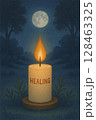月夜の下で穏やかに灯るキャンドルのイラスト 128463325