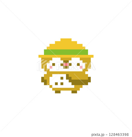 麦わら帽子とフクロウのドット絵 麦わら帽子とフクロウのドット絵 128463398