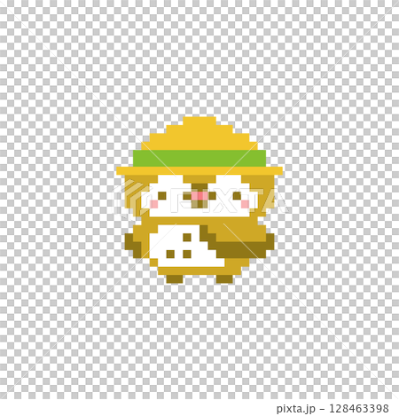 麦わら帽子とフクロウのドット絵 麦わら帽子とフクロウのドット絵 128463398