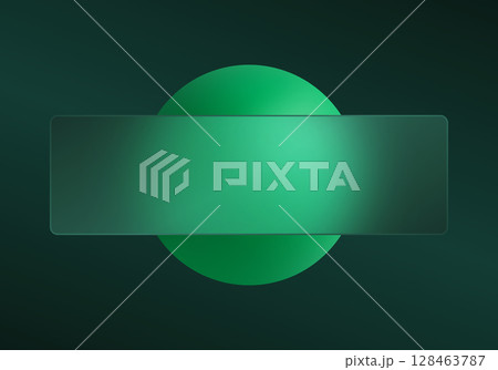 Dark glassmorphism background with green sphere 128463787