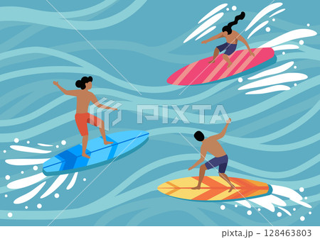 surfers on surfboard 128463803