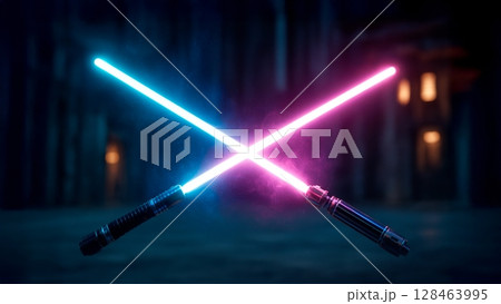 Epic Lightsaber Duel A Thrilling Clash of Colors and Unmatched Power Unleashed in the Universe 128463995