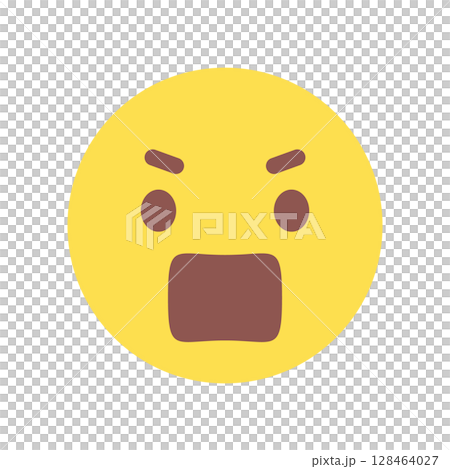 すごく怒っている顔の絵文字 - 反対や抗議、ケンカやハラスメントなどのシンプルなイメージ素材 128464027